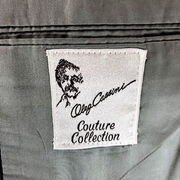 Oleg Cassini Wool 2 Button 2 Piece Suit 40S Gray Striped 38/29 Flat Front Mid Ri - Picture 8 of 10